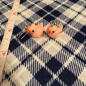 Cute Duck Earrings in Pink and Orange